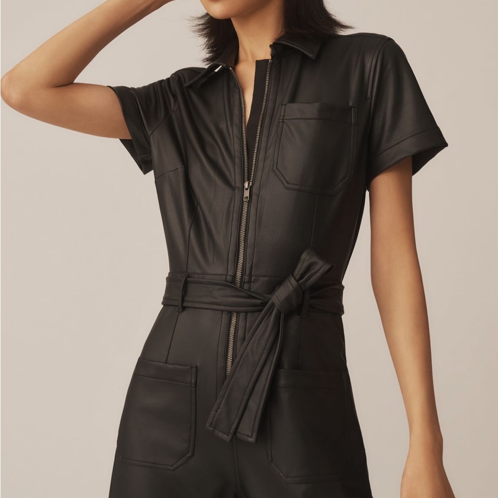 Anthropologie The Colette Weekend Jumpsuit by Maeve Faux-leather Edition NWT